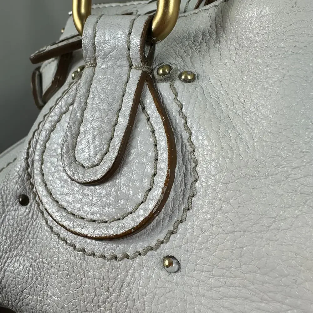 Chloe Paddington White Leather Satchel Bag Vintage Authentic - Picture 9 of 16